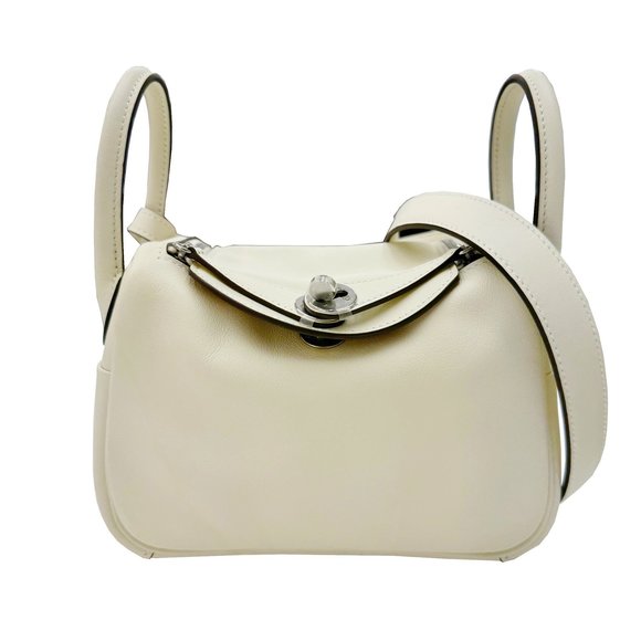 Hermes Lindy Verso Swift Nata Sesame B Stamp 2way Ivory MINI Handbag Shoulder... - Picture 1 of 16